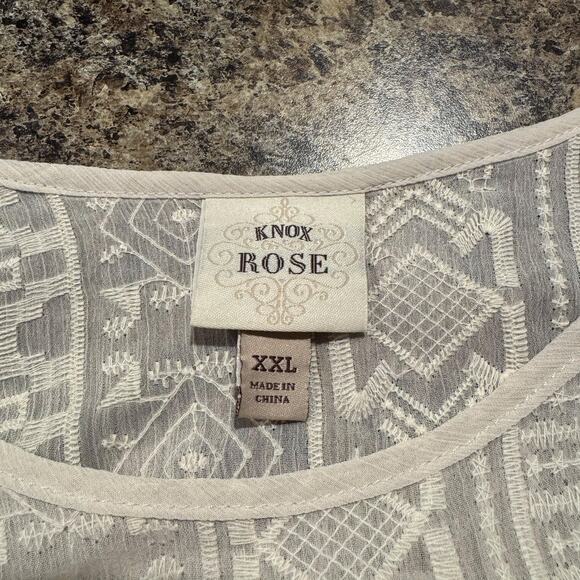 Knox Rose Womens Top Cottage Boho Peasant Fairy Long Sleeve Ivory Size XXL GT - Picture 3 of 6